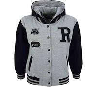 A2Z 4 Kids Boys Girls Hooded Varsity - B.B Fox Grey Black 5-6