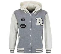 A2Z 4 Kids Boys Girls Hooded Varsity - B.B Grey 9-10 | Contrast Sleeve Outerwear With Ribbed Trim For Everyday Comfort