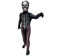 A2Z 4 Kids Boys Girls Mecha Skeleton Halloween Costume Fancy Dress One Piece Jumpsuit with Hooded Skull Mask - Mecha Skeleton Costume 6-8