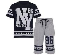 A2Z 4 Kids Boys Girls T Shirt Short Set - NY Shorts Set Navy 7-8