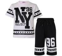 A2Z 4 Kids Boys Girls T Shirt Short Set - NY Shorts Set White 5-6