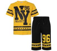 A2Z 4 Kids Boys Girls T Shirt Short Set - NY Shorts Set Yellow 11-12