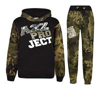 A2Z 4 Kids Boys Girls Tracksuit Designer's A2Z Camouflage Print Zipped Top & Bottom - T.S Camo 601 Green 13