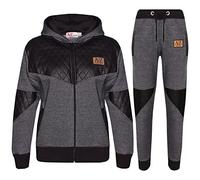 A2Z 4 Kids Boys Girls Tracksuit Fleece Hooded Zipped Top Bottom Jogging Sweatpants - T.S A2Z Project 201 Charcoal 9-10.