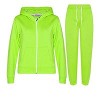 A2Z 4 Kids Boys Girls Tracksuit Set Plain & Camouflage Fleece - Plain Tracksuit Neon Green 9-10