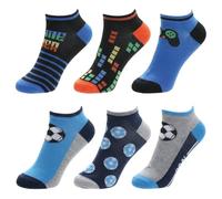 A2Z 4 Kids Boys Girls Trainer Socks 6 Pack Low Cut Ankle Sports Socks with Elastane - Socks AZ1573 6 Pack Gaming/Football 11-14