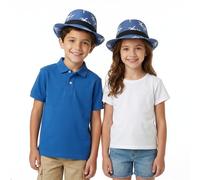 A2Z 4 Kids Boys Girls Trilby Hat Summer Straw Style Fedora with Palm Tree Print - Trilby Hat 3522 Light Blue 3-7 Years