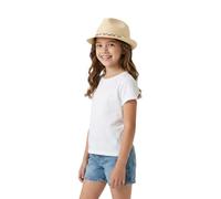 A2Z 4 Kids Boys Girls Trilby Hat Summer Straw Style Fedora with Palm Tree Print - Trilby Hat 3527 Cream 3-7 Years