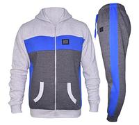 A2Z 4 Kids Boys Girls Unisex Tracksuit Contrast Panelled HNL Projection Badge Hoodie - T.S HNL 102 Grey & Royal 11-12