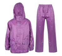 A2Z 4 Kids Boys Girls Waterproof Hooded Rain Suit with Matching Carry Bag Lightweight - Rainsuit 640 Lilac 9-10