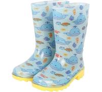 A2Z 4 Kids Boys Girls Wellington Boots PVC Wellies Cute Ocean Whale Print - Wellies 1417 Whale 9 UK Child