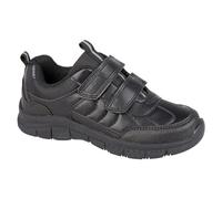 A2Z 4 Kids Boys School Shoes Kids Hiking Boots Double Strap Touch Fasten Sneakers - SCH Shoes Chester Black 2 UK