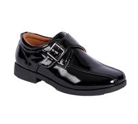 A2Z 4 Kids Boys School Shoes Senior Kid Smart Formal Dress Bar Buckle Fastening - SCH Shoes AZ377024 Black P 11 UK CH