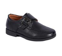 A2Z 4 Kids Boys Senior Shoes Smart Formal Dress Bar Buckle Fastening Sneakers - SCH Shoes AZ377104 Black 4 UK