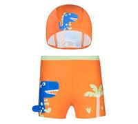A2Z 4 Kids Boys Swim Shorts and Cap Set UPF 50+ Toddler to Teenage Swimwear Quick Dry Trunks - SW Shorts & Cap 904 Orange 5-6