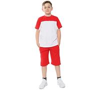 A2Z 4 Kids Boys T-shirt Top Shorts Set Camouflage Contrast Panel - Shorts Set 481 Red 13