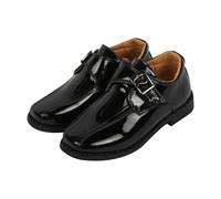 A2Z 4 Kids Boys Teens School Shoes Black Patent PU Formal Uniform Trainers Touch Fastening Strap - SCH Shoes AZ377024 Black P 10 UK CH
