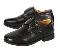 A2Z 4 Kids Boys Teens School Shoes Black PU Formal Shoes with Easy Touch Fastening Buckle Strap - SCH Shoes AZ377004 Black 10 UK CH