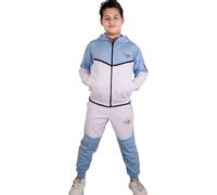 A2Z 4 Kids Boys Tracksuit Kings Embroidered Hoodie Bottom Jogging Suit - T.S 1949 Sky Blue& White 5-6