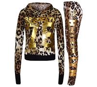 A2Z 4 Kids Brooklyn 76 Athletic Print Cropped Hooded Top & Leggings Set - Brklyn Hooded Crop Set LeopardBrown 7-8.