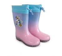 A2Z 4 Kids Children Rain Boots Adjustable Drawstring Dino Unicorn Donut PVC | PVC outer material pairs with synthetic rubber sole and calf high shape for practical wet weather wear during regular outings