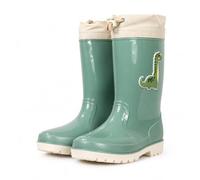 A2Z 4 Kids Children Rain Boots Adjustable Drawstring Dino Unicorn Donut PVC | PVC outer material pairs with synthetic rubber sole and calf high shape for practical wet weather wear during regular outings