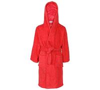 A2Z 4 Kids Childrens Boys Girls Hooded Bathrobe 100% Cotton Terry - Towel Bathrobe Red_9-10