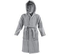 A2Z 4 Kids Childrens Boys Girls Hooded Bathrobe 100% Cotton Terry - Towel Bathrobe Steel Grey_3-4