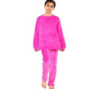 A2Z 4 Kids Childrens Warm Fleece Twosie Crew Neck Pyjamas - PJS 216 Pink 11-12