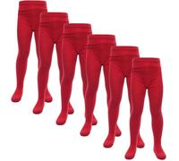 A2Z 4 Kids Cotton Rich 6 Pack Uniform School Tights Comfortable Schoolwear - UF Tights Red 6 Pack 13
