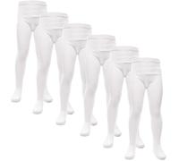 A2Z 4 Kids Cotton Rich 6 Pack Uniform School Tights Comfortable Schoolwear - UF Tights White 6 Pack 3-4