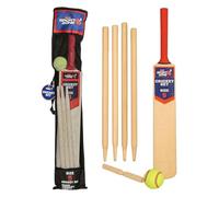 A2Z 4 Kids Cricket Set Rubber Grip Wooden Bat / 4 Stumps / Bails and Soft Ball - Cricket Set AZ6917 Size 5