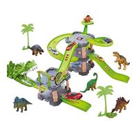 A2Z 4 Kids Dinosaur Car Parking Lot Playset 3-Level Track Set with Launcher 6 Diecast Cars 6 Dinosaur Figures Accessories Educational Toy for Boys Girls Ages 3+