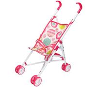 A2Z 4 Kids Dolls Buggy Folding Pushchair for Dolls Lightweight Toy Pram with Metal Frame & Double Wheels Pretend Play Stroller for Girls Indoor Outdoor Role Play Gift Sweet Pink Circles