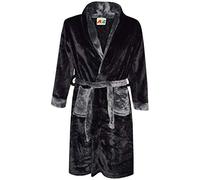 A2Z 4 Kids Dressing Gown Flannel - Bathrobe 122 Black 7-8 | Plush Cosy Loungewear Robes for Girls Boys Children Ages 2 to 13 Years Sets