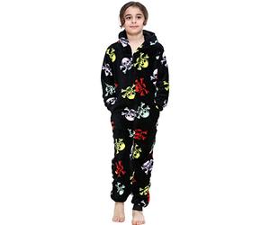 A2Z 4 Kids Fun Halloween Skull and Bones Print Onesie Black & Multi Pyjama Sets - E.Soft 924 Black Multi 2-3