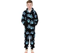 A2Z 4 Kids Fun Halloween Skull and Bones Print Onesie Black & Multi Pyjama Sets for Boys and Girls Childrens Jumpsuit Unisex Outfit 2-13 Years