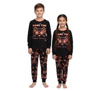 A2Z 4 Kids Game Time Pyjama Set Contrast Colour PJS Matching Top Bottom - PJS 182 Game Time Black._9-10