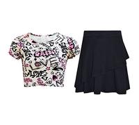 A2Z 4 Kids Girl Tops Kid Comic Graffiti #Love Paris NYC #Selfie Crop Top T-Shirt - Love Graffiti Top Fril Skirt 13