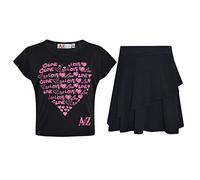 A2Z 4 Kids Girl Tops Kid Comic Graffiti #Love Paris NYC #Selfie Crop Top T-Shirt - New Love Black Top Fril Skirt 13
