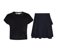 A2Z 4 Kids Girl Tops Kid Comic Graffiti #Love Paris NYC #Selfie Crop Top T-Shirt - New Plain Black Top Fril Skirt 9-10
