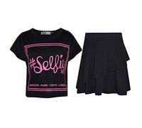 A2Z 4 Kids Girl Tops Kid Comic Graffiti #Love Paris NYC #Selfie Crop Top T-Shirt - New #Selfie Black Top Fril Skirt 13