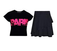 A2Z 4 Kids Girl Tops Kid Comic Graffiti #Love Paris NYC #Selfie Crop Top T-Shirt - Paris Black Top Fril Skirt 9-10