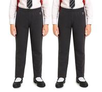 A2Z 4 Kids Girls 2 Pack School Uniform Pants Pull Up Cotton Straight Leg | Elasticated Waistband Heart Pendant Detail Mid Rise Styling Lightweight Feel Machine Washable Finish Ideal For Daily Wear