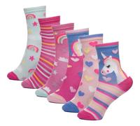 A2Z 4 Kids Girls 6 Pack Rainbow Striped Design Crew Socks Premium Rainbow Striped Themed Socks Durable Comfortable Young Kids Socks Shoe Size 2-3 (6-8.5), 3-6 (9-12), 7-10 (12.5-3.5)