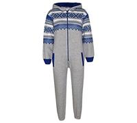 A2Z 4 Kids Girls And Boys Fleece Onesie - Aztec Onesie 001 Grey & Royal 5-6