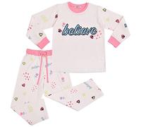 A2Z 4 Kids Girls Believe Print Pyjamas PJs 2 Piece White Cotton Set Lounge Suit - PJS 174 Believe White._11-12