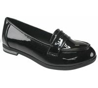 A2Z 4 Kids Girls Black Patent School Loafers Faux Leather Back to School Shoes - SCH Shoes AZ3270 Black 2 UK