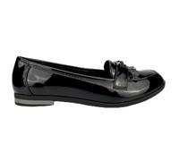A2Z 4 Kids Girls Black Patent School Loafers Faux Leather Back to School Shoes - SCH Shoes AZ3275 Black Bow 5 UK