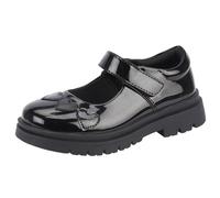 A2Z 4 Kids Girls Black Patent School Shoes with Heart Design Slip On Style - SCH Shoes Scamp Black 11 UK CH